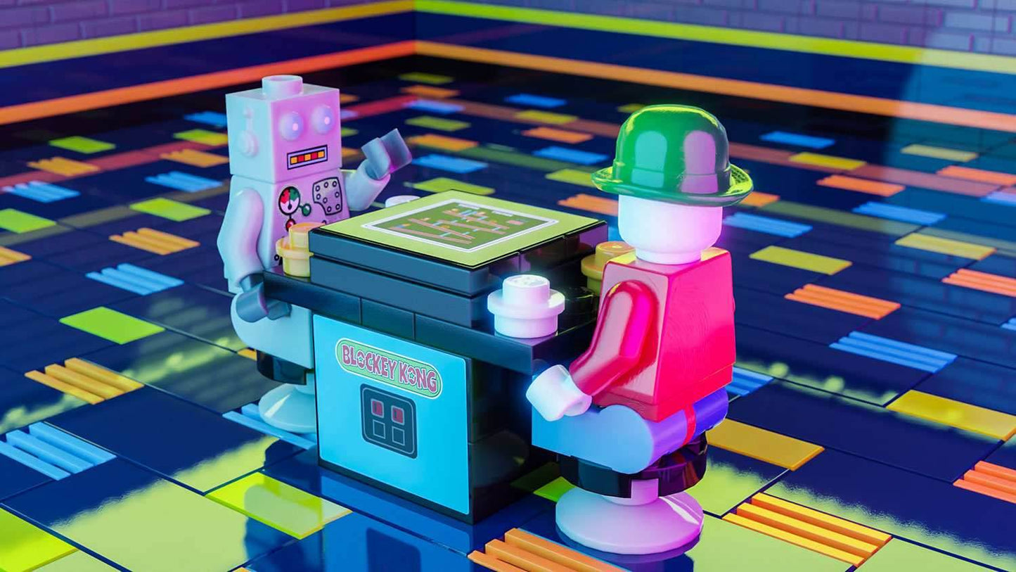 Blockey Kong 2-Player Classic Arcade made using LEGO parts - B3 Customs -