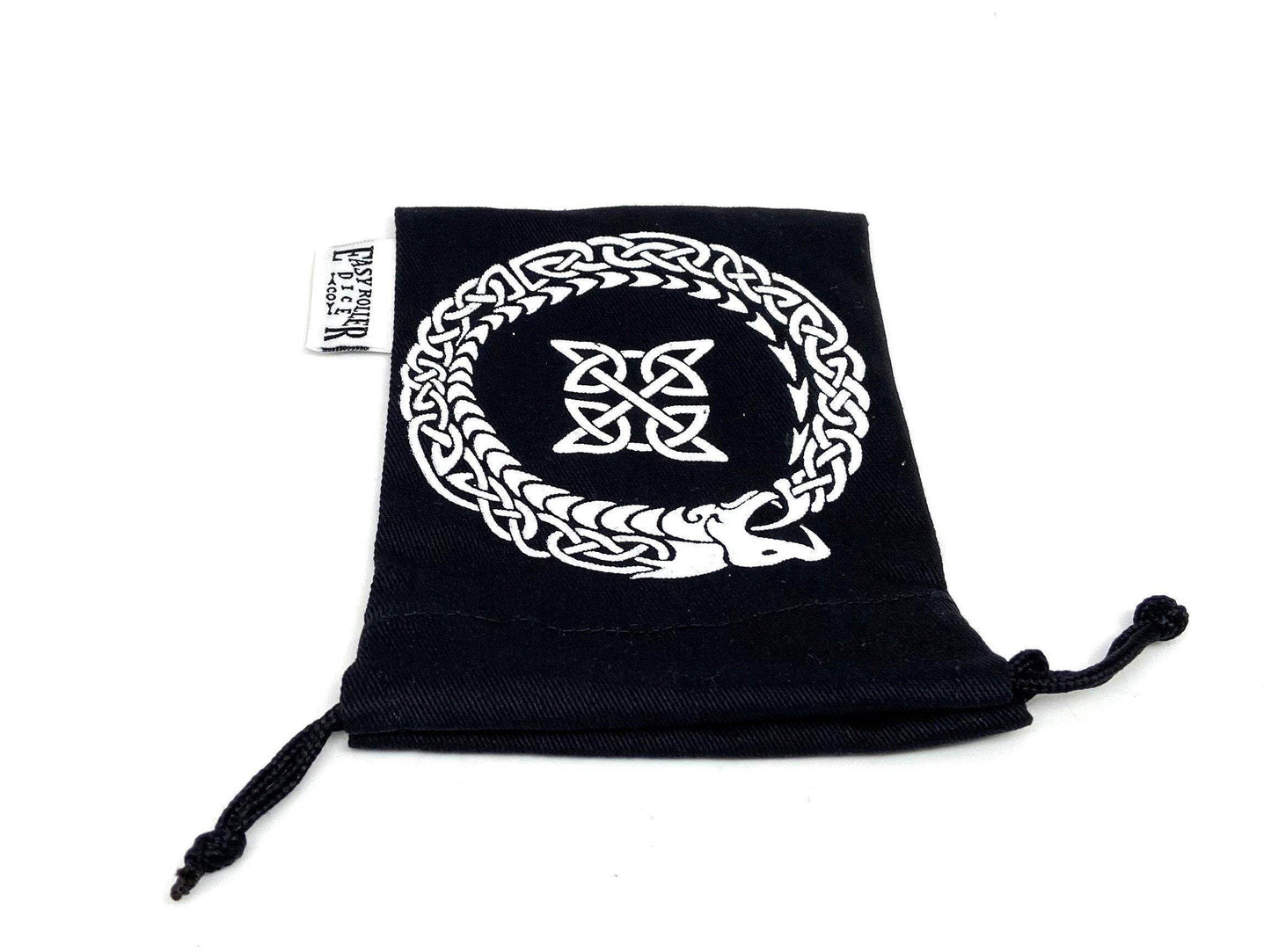 Small Cotton Twill Dice Bag - Ouroboros Design -