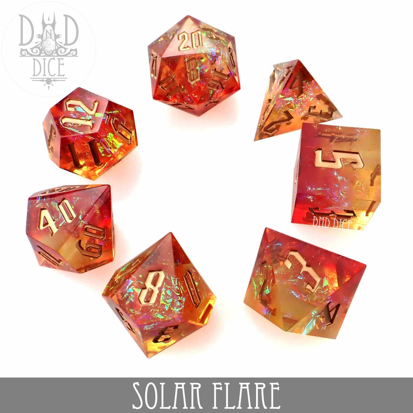 Solar Flare Handmade Dice Set -