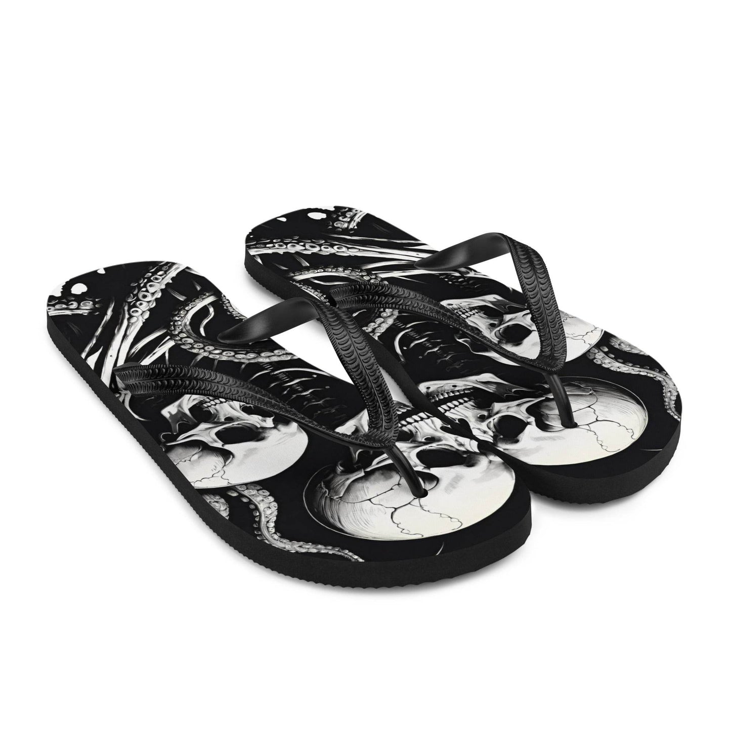 Skeletons and Octopus Tentacles Gothic Flip Flops - S