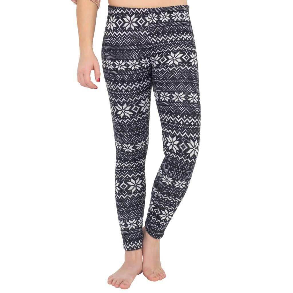 Ugly SNOWFLAKES Pattern BLACK Christmas Leggings - S/M