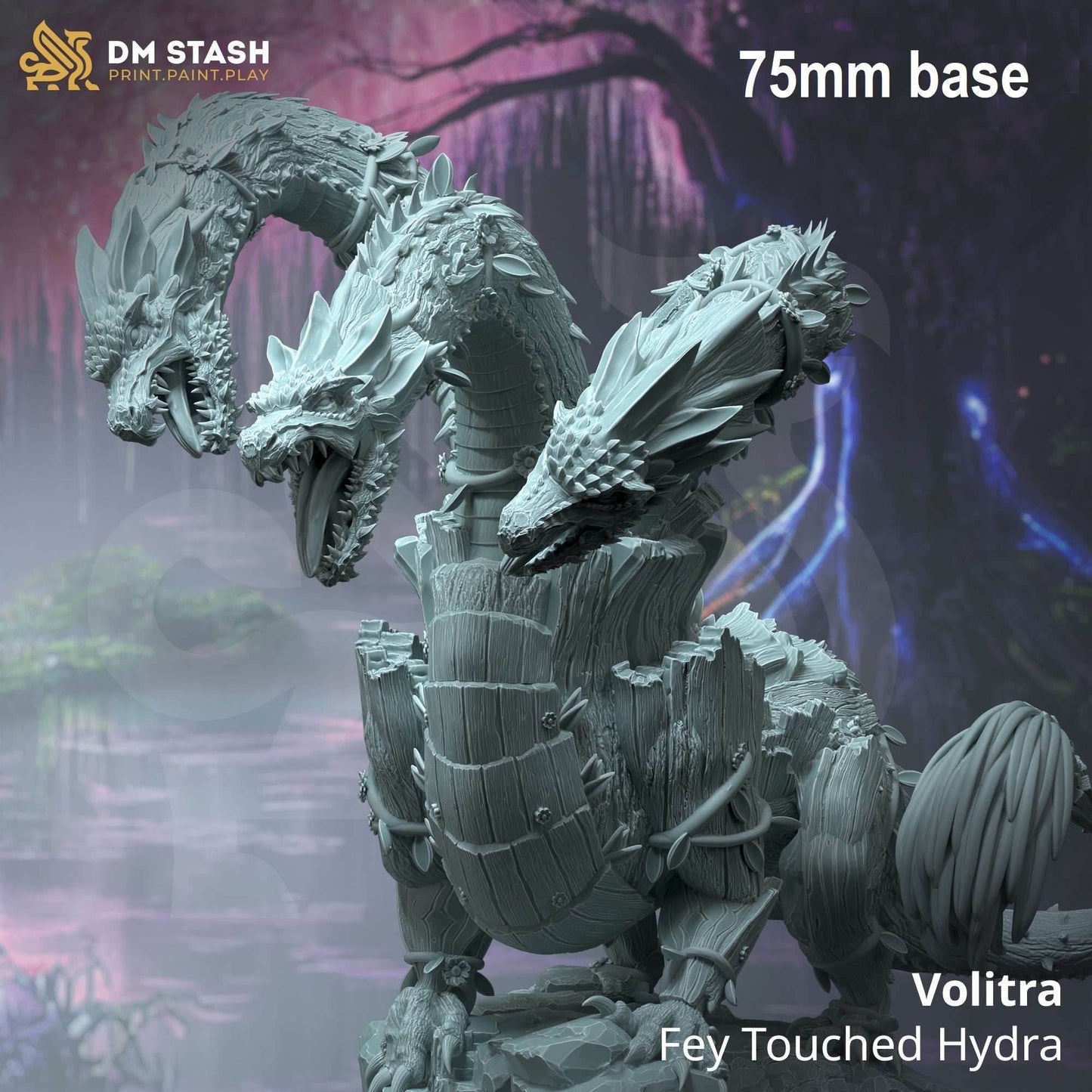 Volitra, Fey Touched Hydra (With Wood Armor & Flowers) -