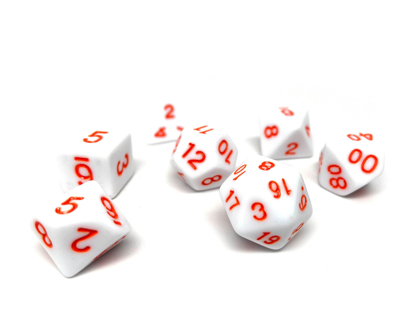 White Opaque with Orange Font - 7 Piece Set -