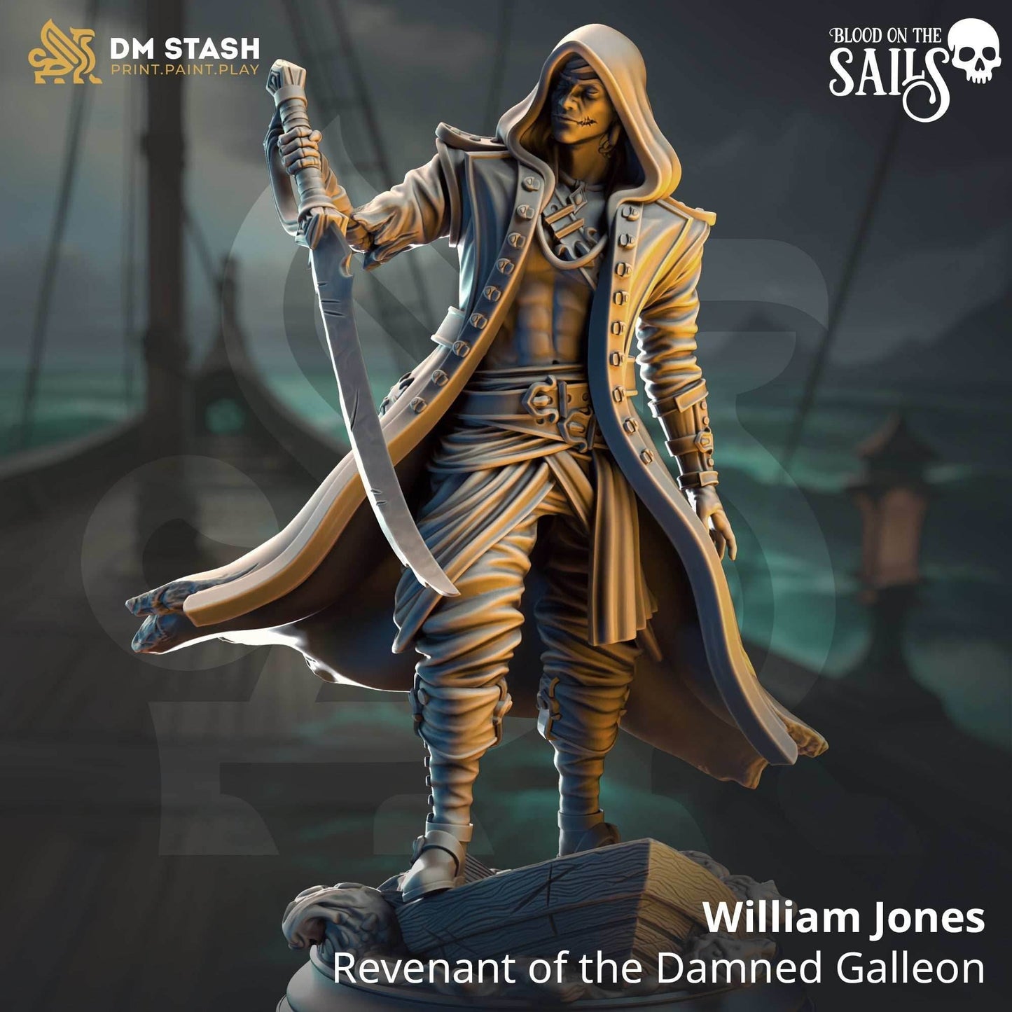 William Jones, Revenant of the Damned Galleon (Male Undead Pirate) - 32mm Scale