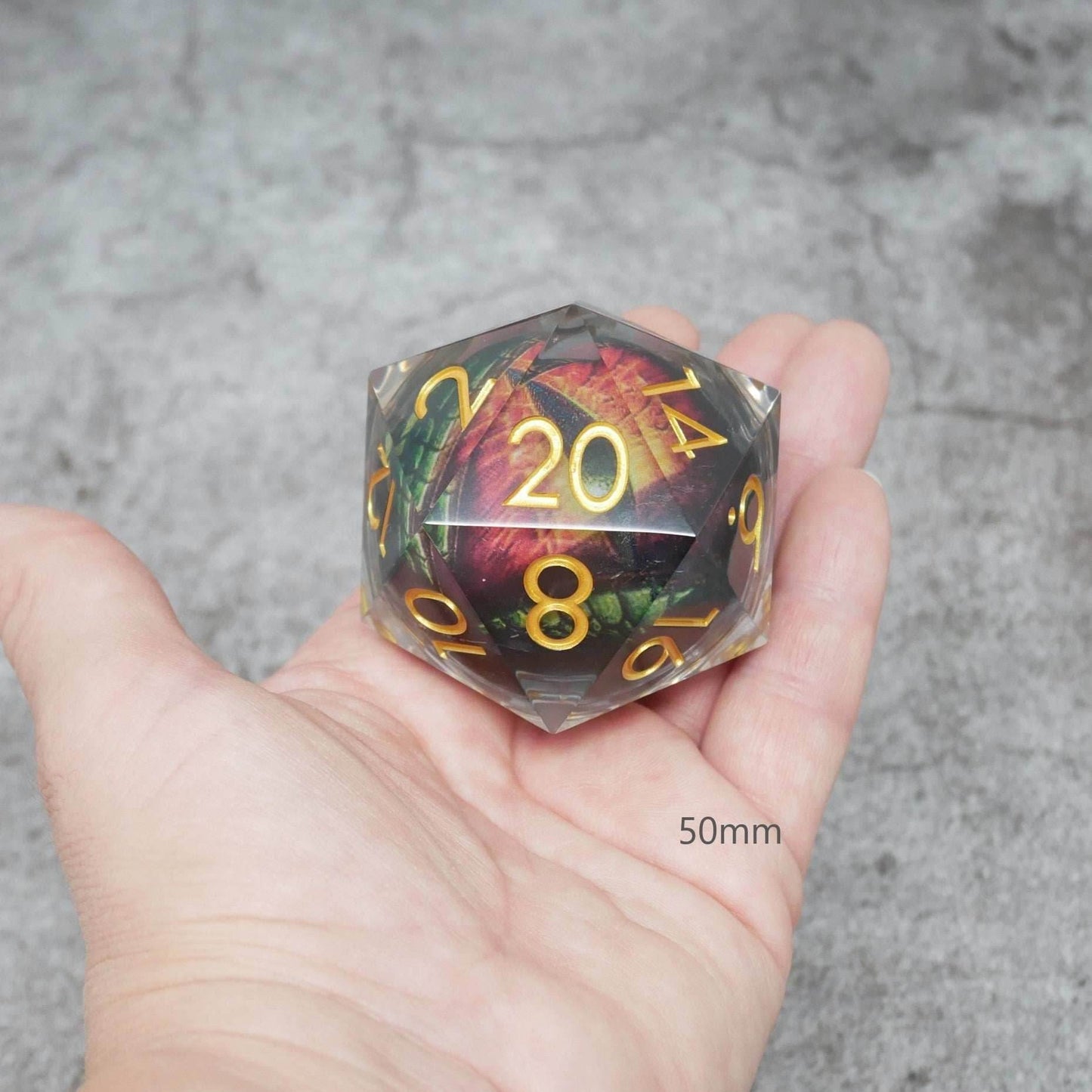 Xanathar's Eye | Giant D20 Moving Eye DnD Dice | Acrylic RPG Gaming Dice - D20 Super Chonk 50mm