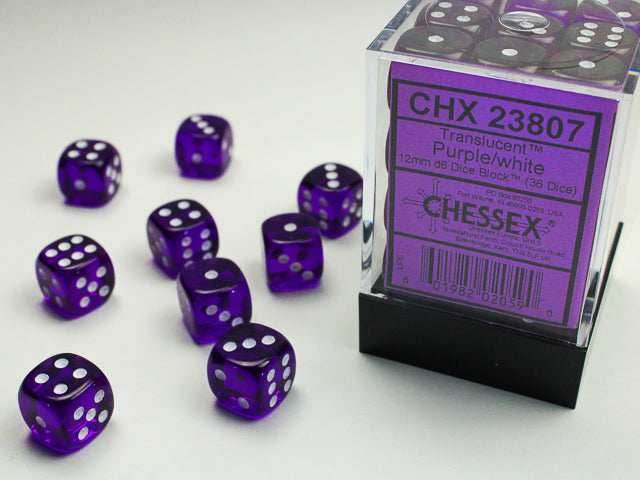 Chessex Translucent 12mm 6-Sided Dice Block - Translucent Teal/White