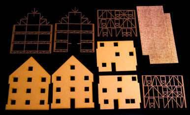 Three Story Medium Half Timber House with attic (MDF) - 15MMDF307 - 