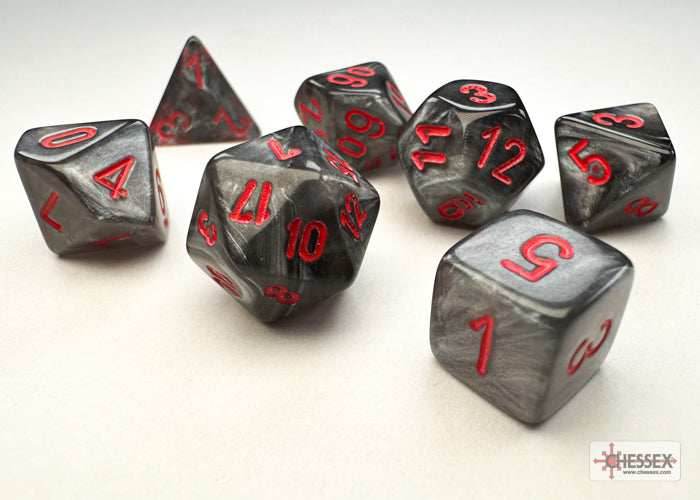Velvet Black/red Mini-Polyhedral 7-Die Set (Mini Poly Release 3) - 