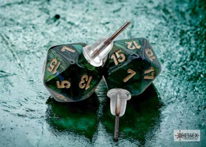 Stud Earrings Scarab® Jade Mini-Poly d20 Pair - 