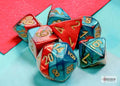 Gemini Red-Teal/gold Mini-Polyhedral 7-Die Set (Mini Poly Release 3) - 