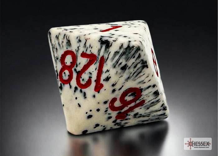 Speckled Red Dalmation 8-Sided Doubling Cube | 1-128 Backgammon Type Novelty Dice - 