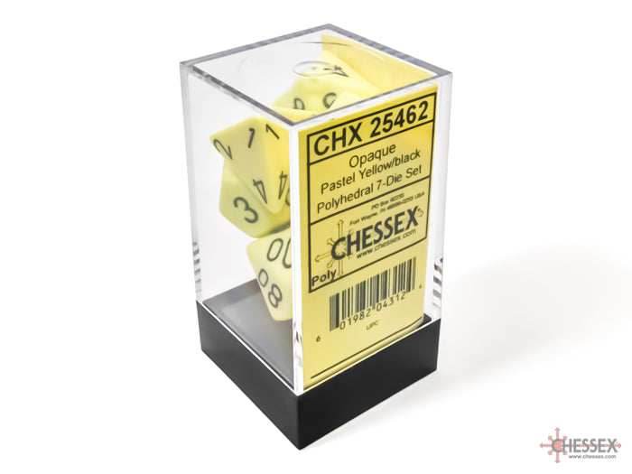 Opaque Pastel Yellow/back | 7-Dice, 16mm, 12mm, d10s by Chessex - 7-Dice Set