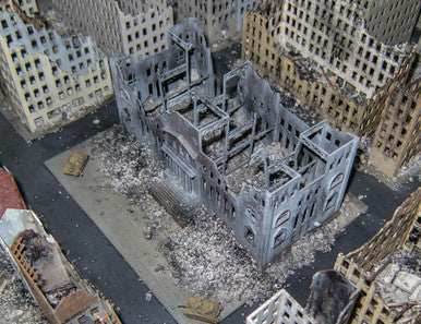 6mm WWII Government Building, Ruined (Matboard) - 285CSS034-1 - 