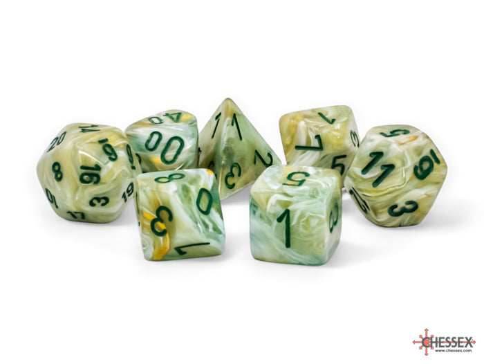 Marble Mega-hedral Green/dark green 7-Die Set - 