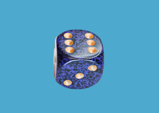 Speckled 16mm D6 RPG Chessex Dice (10 Dice) - Golden Cobalt - Purple and Black