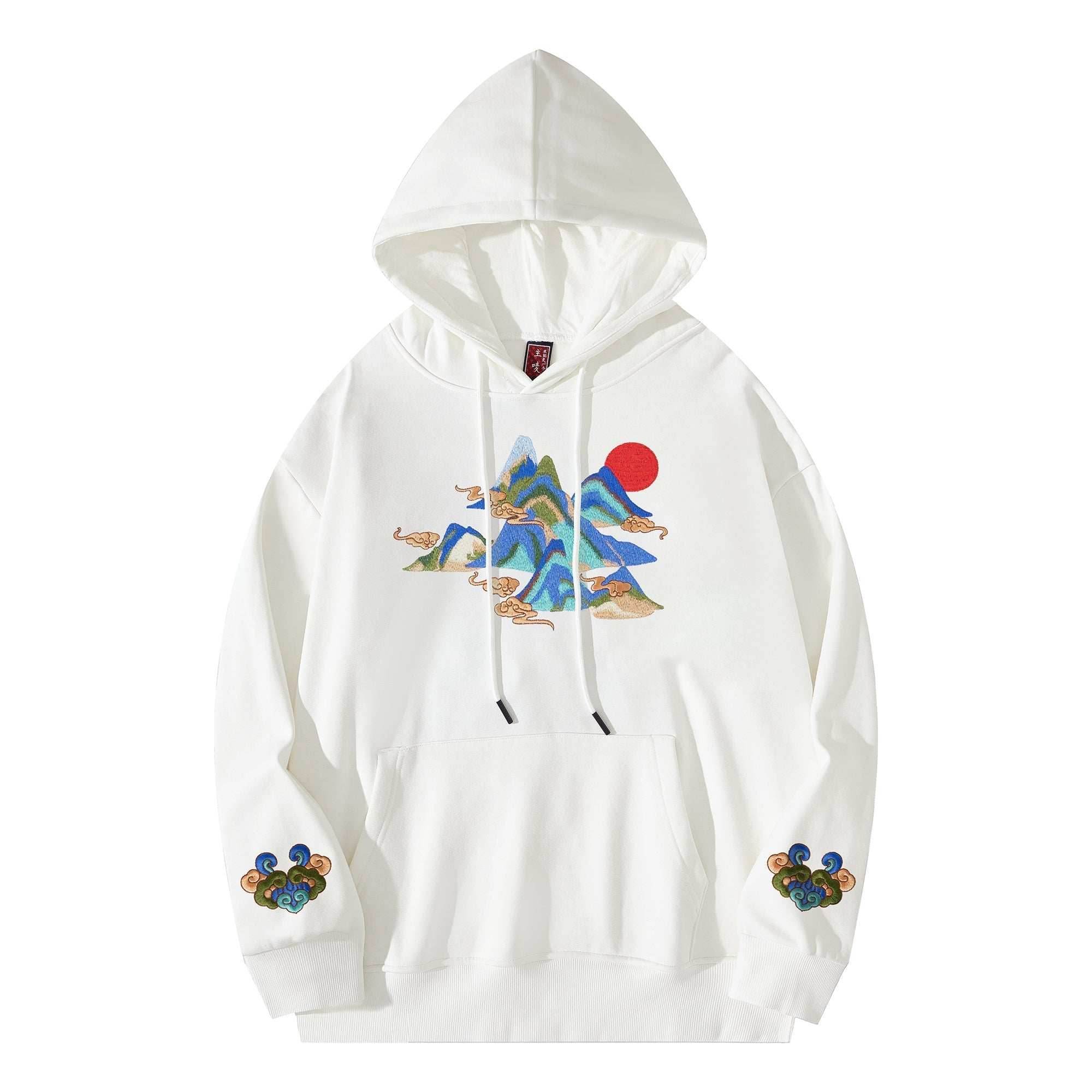 KH9232 Mountains Embroidery Hoodie - White / S
