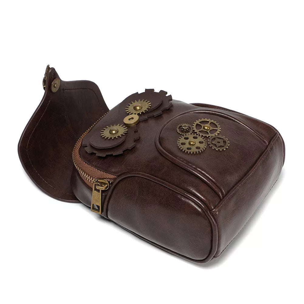 Steampunk Owl Design Crossbody Bag