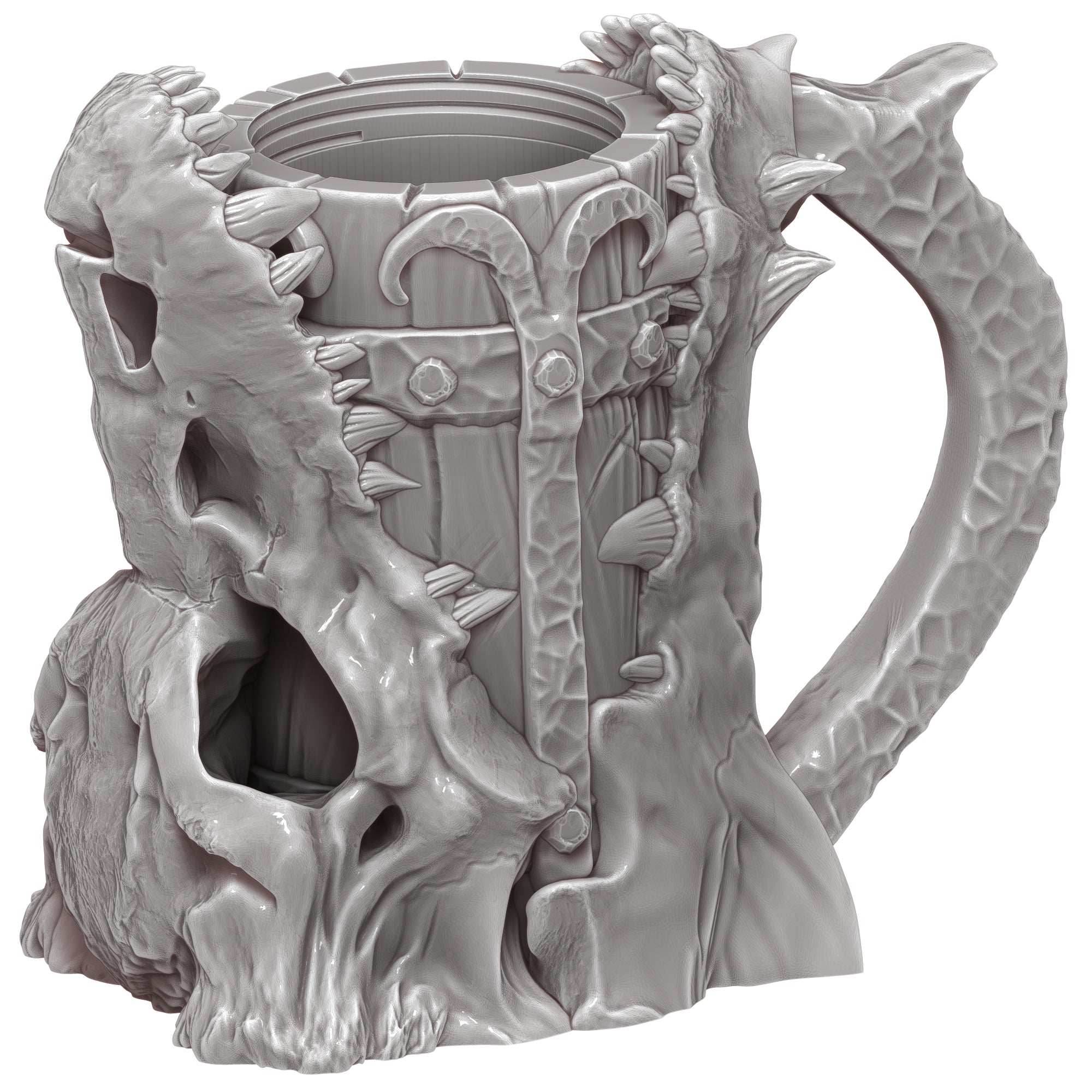 Dragon Skull 3D Printed Mythic Mug Stein | Tabletop RPG Gaming Cosplay - Dungeons and Dragon DnD D&D Wargaming | Drink Koozie - Black / Non Threaded-No Lid