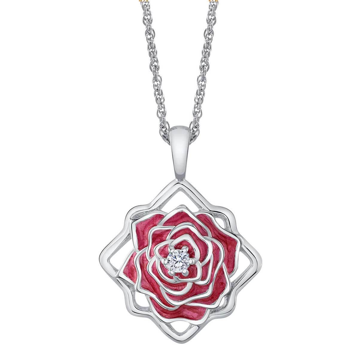 Disney X RockLove BEAUTY AND BEAST Belle Keepsake Necklace - Sterling Silver