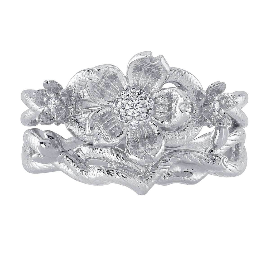 Disney X RockLove DISNEY MULAN Mulan Cherry Blossom Stacker Rings - Sterling Silver / Size 5