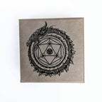 Dragon Circle - D&D - Vegan Leather Dice Box - Grey