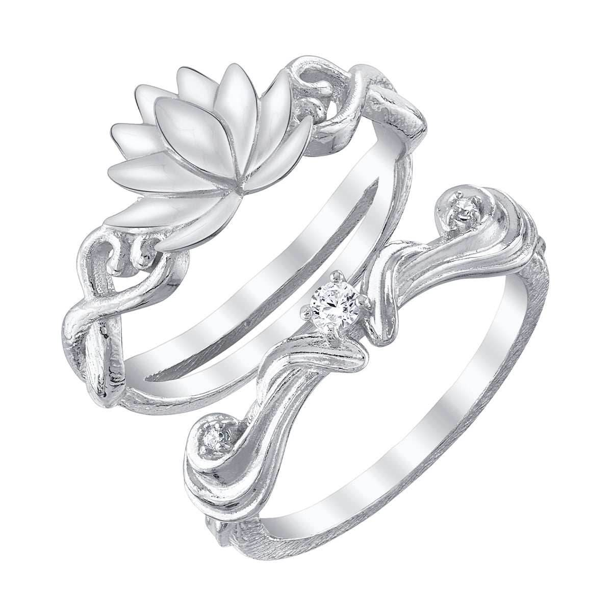 Disney X RockLove DISNEY ALADDIN Jasmine Lotus Stacker Rings - Yellow Gold Plated / Size 5