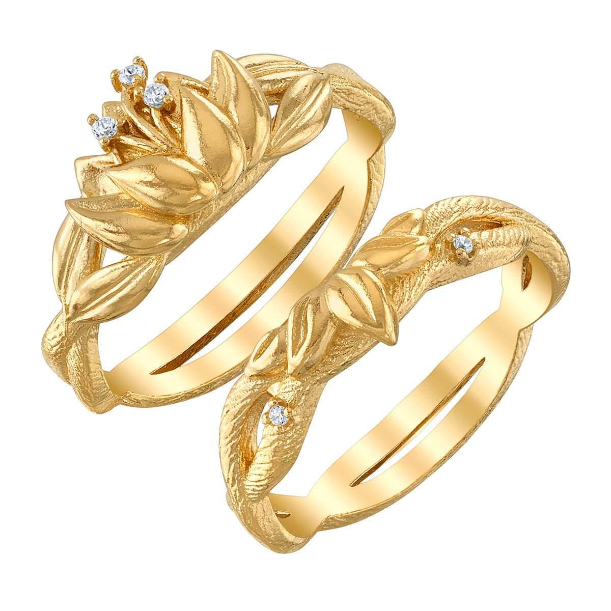 Disney X RockLove DISNEY THE PRINCESS AND THE FROG Tiana Water Lily Stacker Rings - Yellow Gold Plated / Size 5