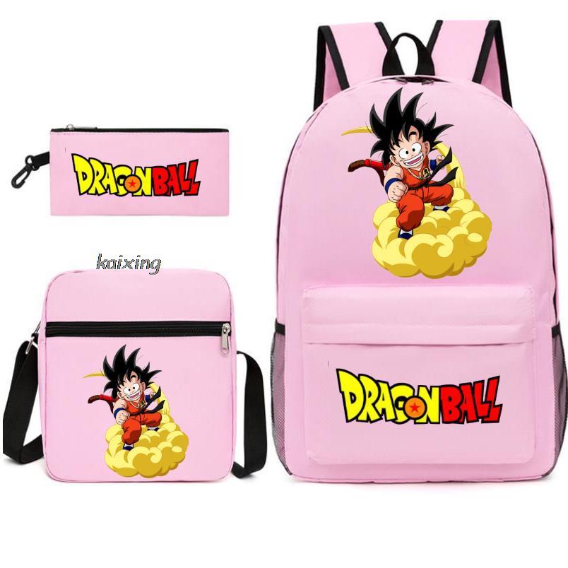 Dragon Ball Backpack Student Shoulder Bag Travel Bag 3-Piece Set