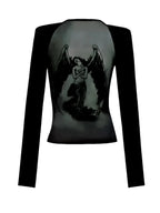'Angles' Dark Mesh See-Through Prints Shirts