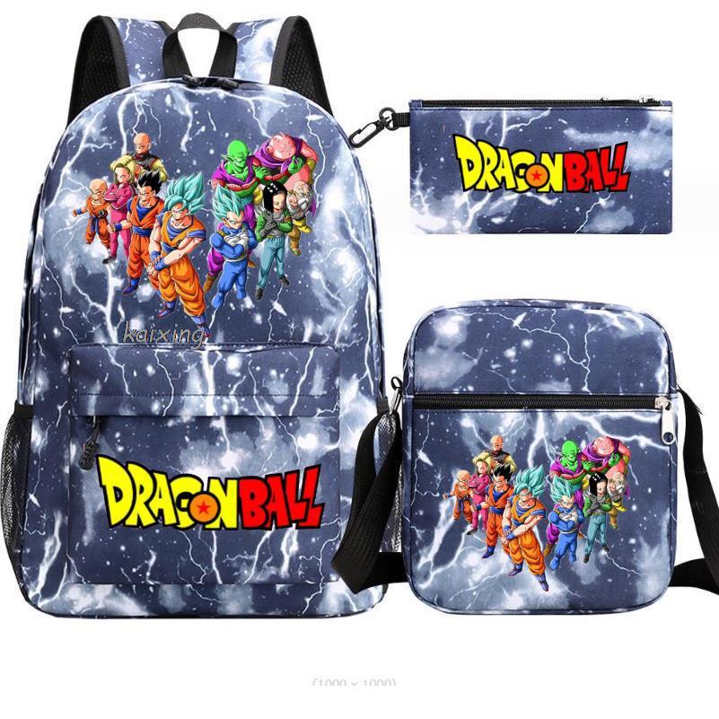 Dragon Ball Backpack Student Shoulder Bag Travel Bag 3-Piece Set