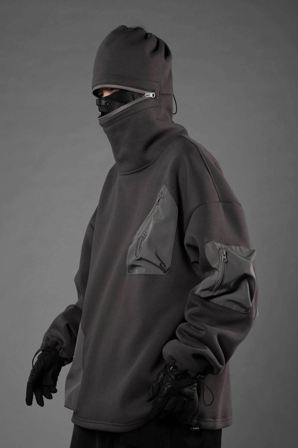 HiH33 Grey Utility Hoodie - Grey / M