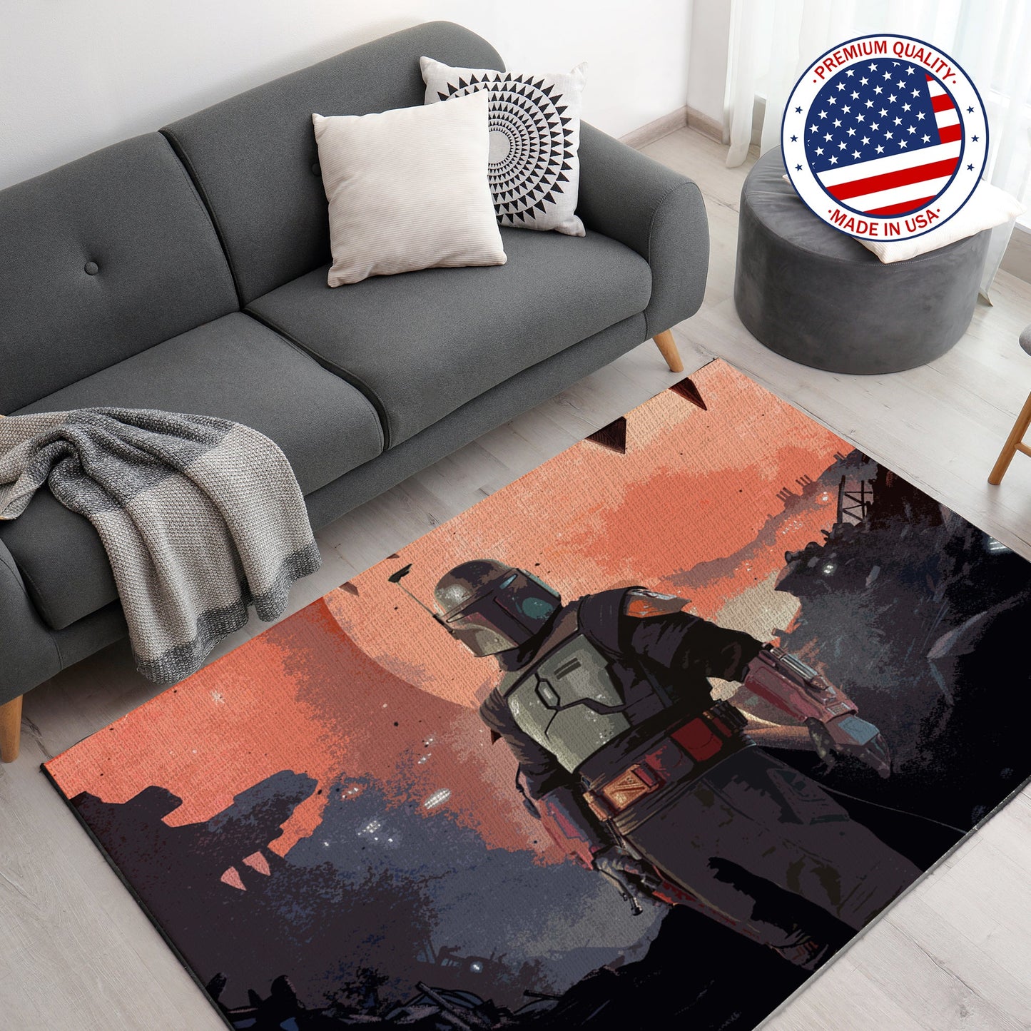 Boba Fett Star Wars inspired Gaming Rug - 62x40 inches