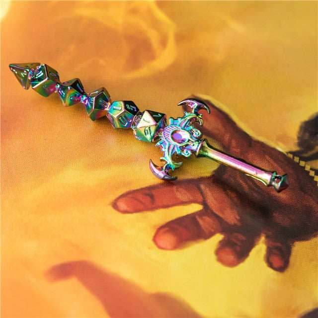 Dice Sword Rainbow 46mm x 9mm Trinket Novelty - 
