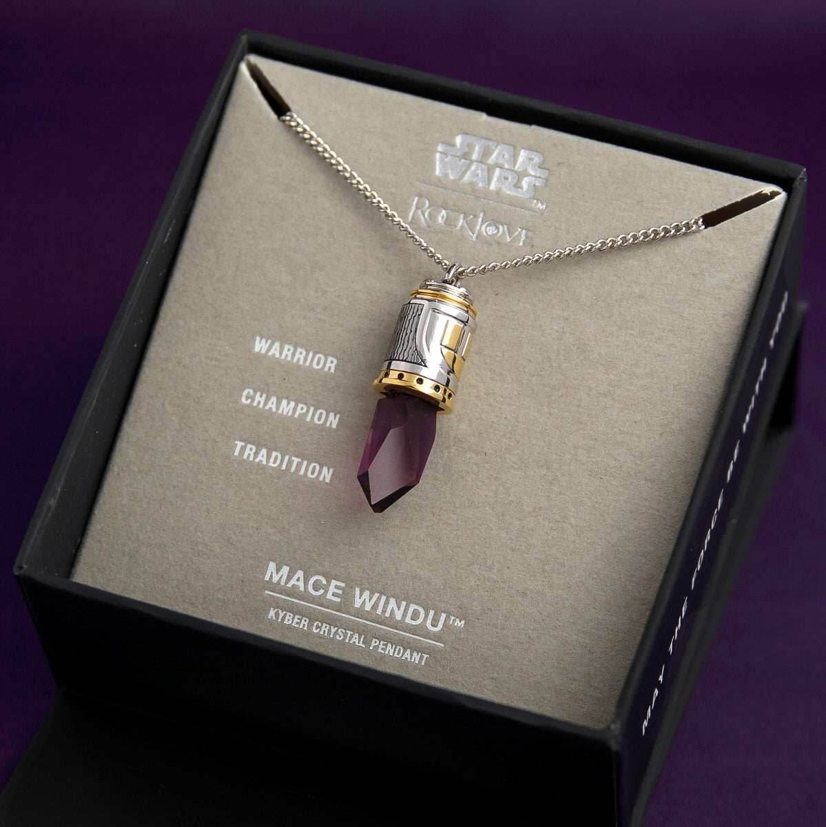 Star Wars X RockLove Mace Windu Kyber Crystal Necklace - 
