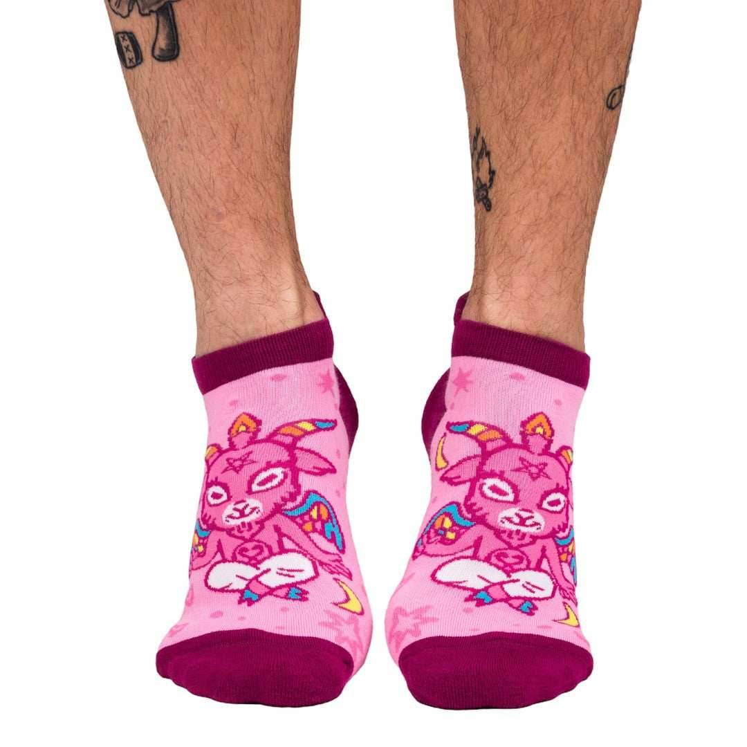 Evil But Cute Baphomet Ankle Sock Pack | 3 Designs - 