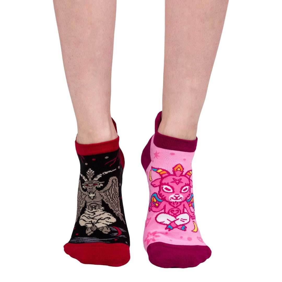 Evil But Cute Baphomet Ankle Sock Pack | 3 Designs - 