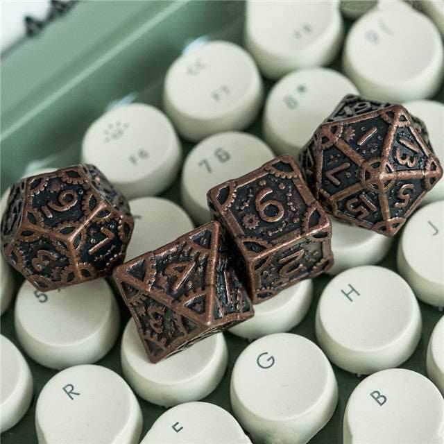 Copper Barrel Plating Vintage Color Punk Steam Metal Dice 7-Dice Udixi RPG - 