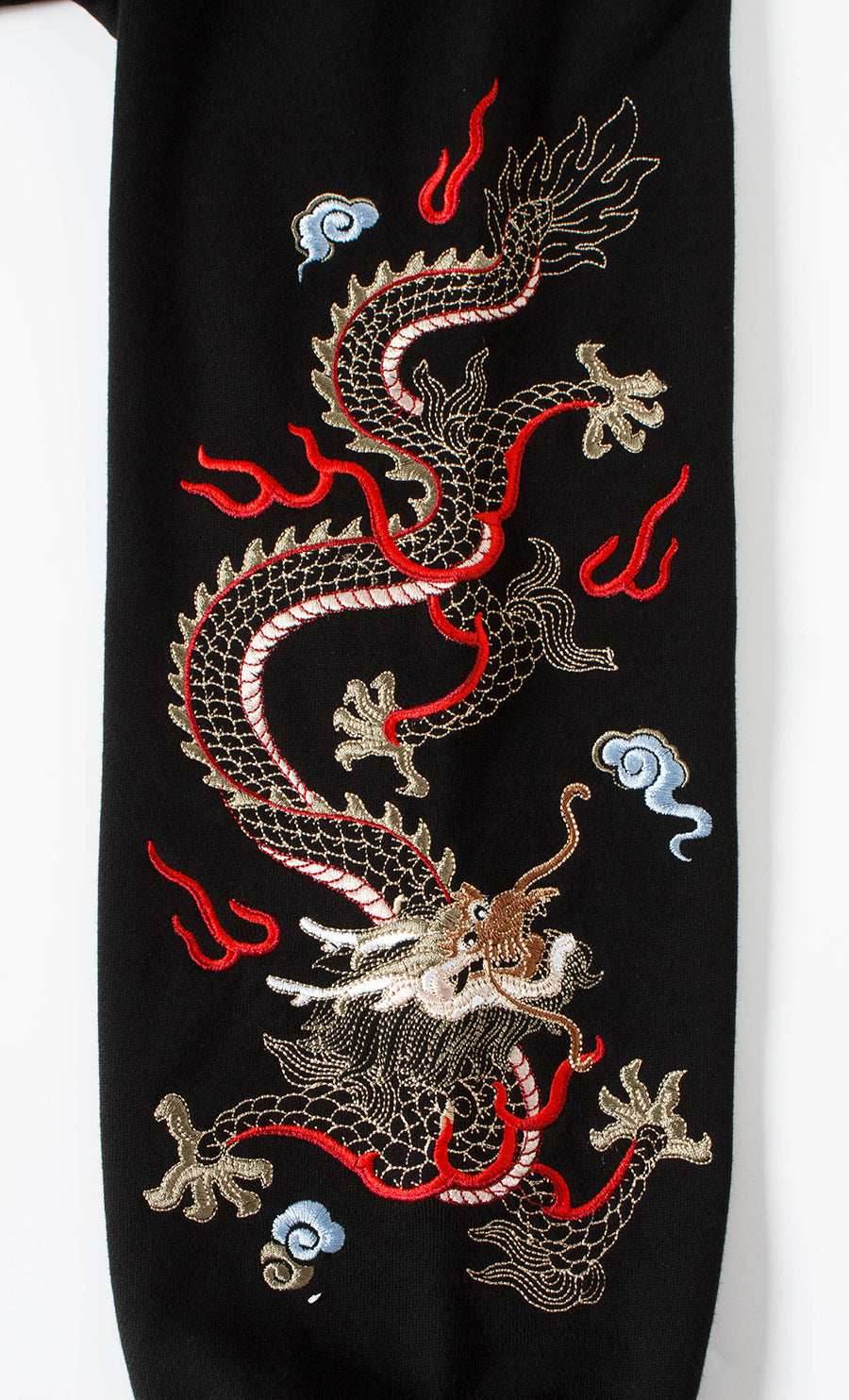 KH9190 Dragon Embroidery Hoodie - Black / S