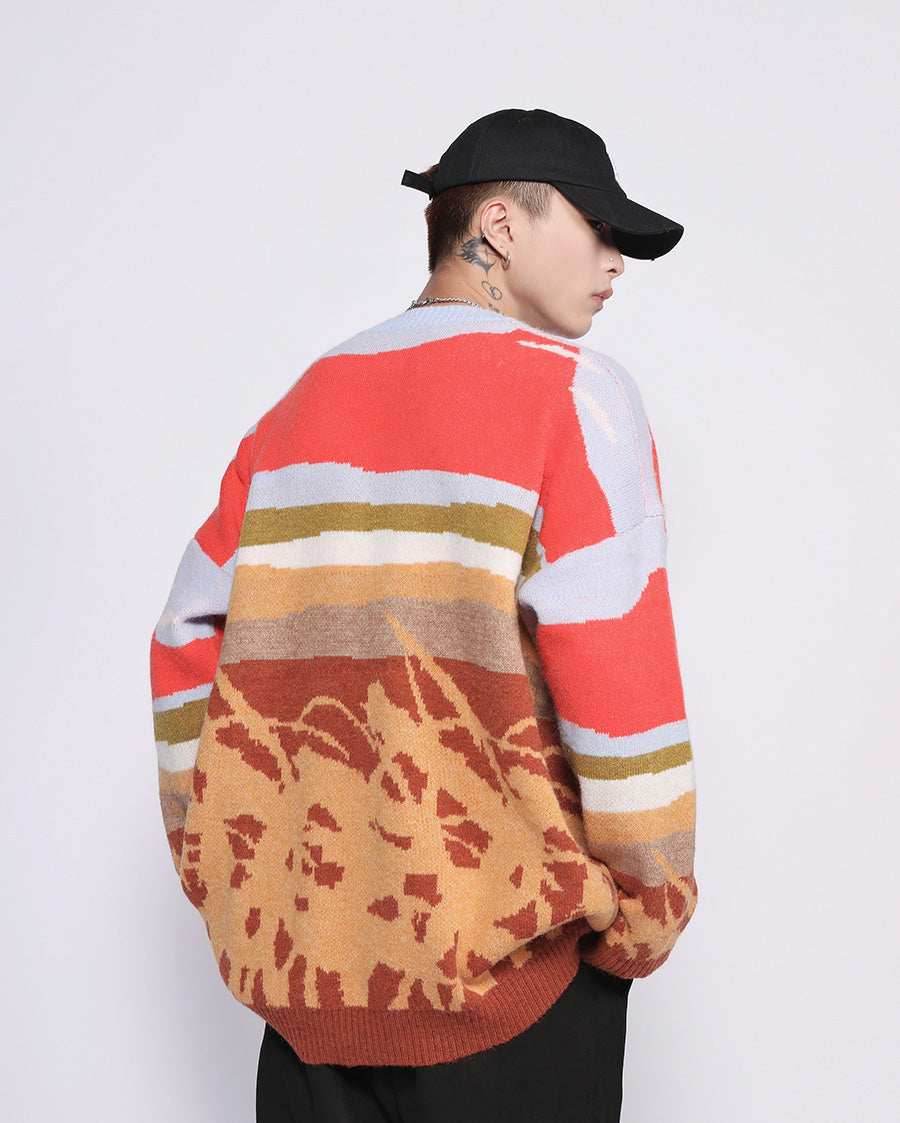 Farmland Artwork Knit Sweater - M