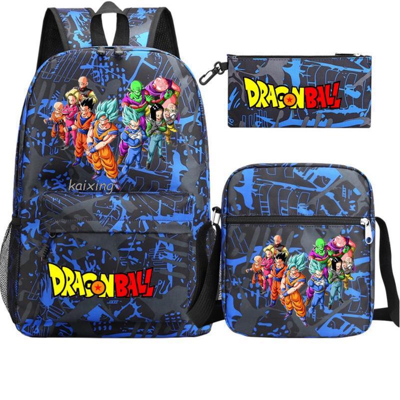 Dragon Ball Backpack Student Shoulder Bag Travel Bag 3-Piece Set