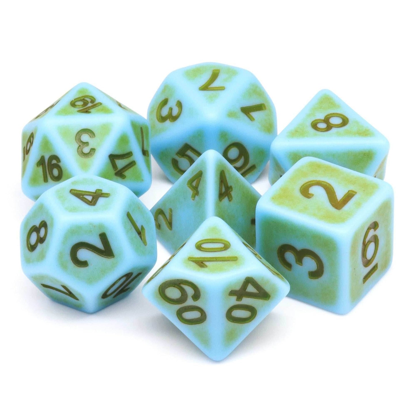 Mini-Moss Ancient 7-Dice Set Role Playing Dungeons and Dragons Dice (Green / Seafoam) - 