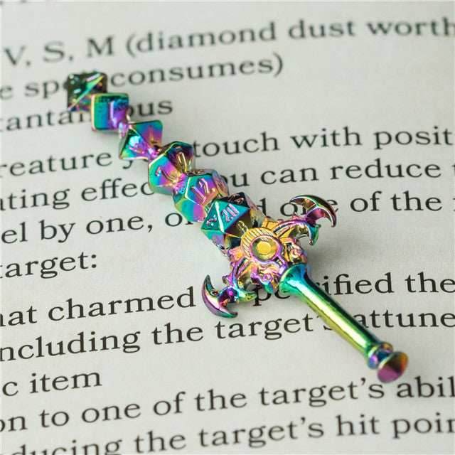 Dice Sword Rainbow 46mm x 9mm Trinket Novelty - 