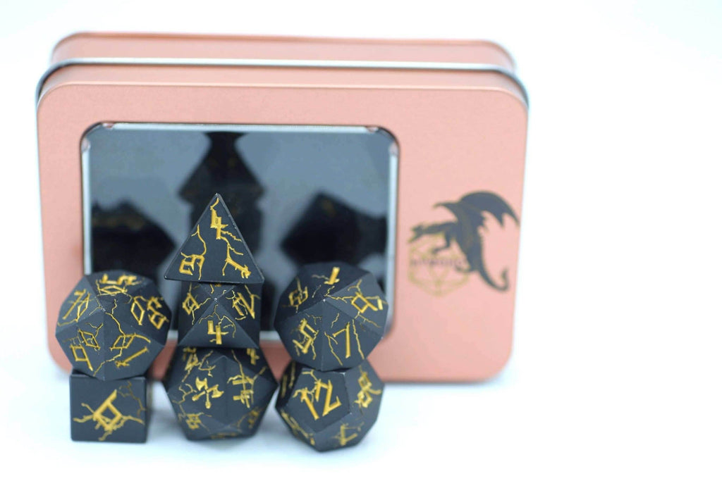 Matt Black with Gold Barbarian Dice Set - 