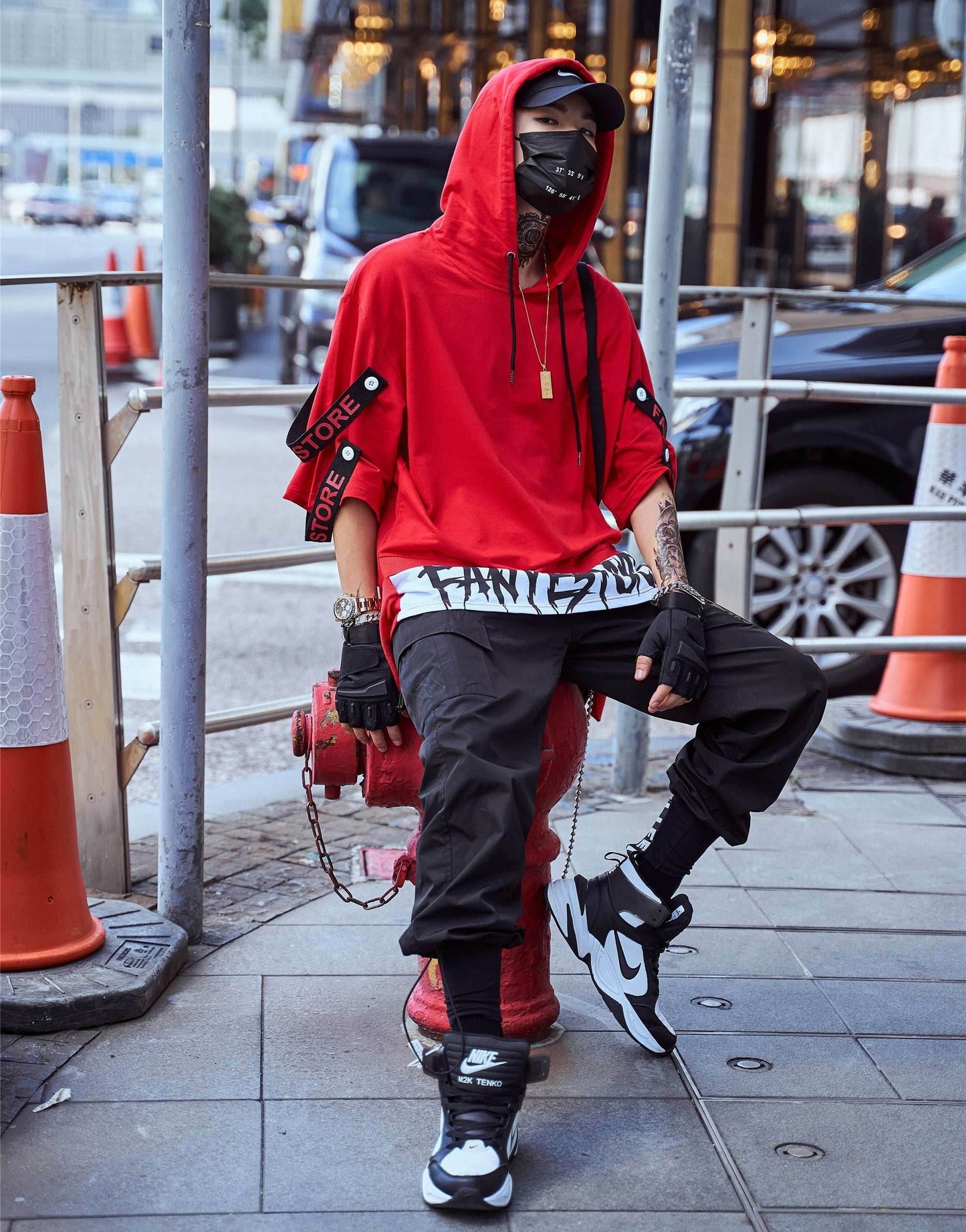 Red Solo Movement Short Sleeves Hoodie - Red / S