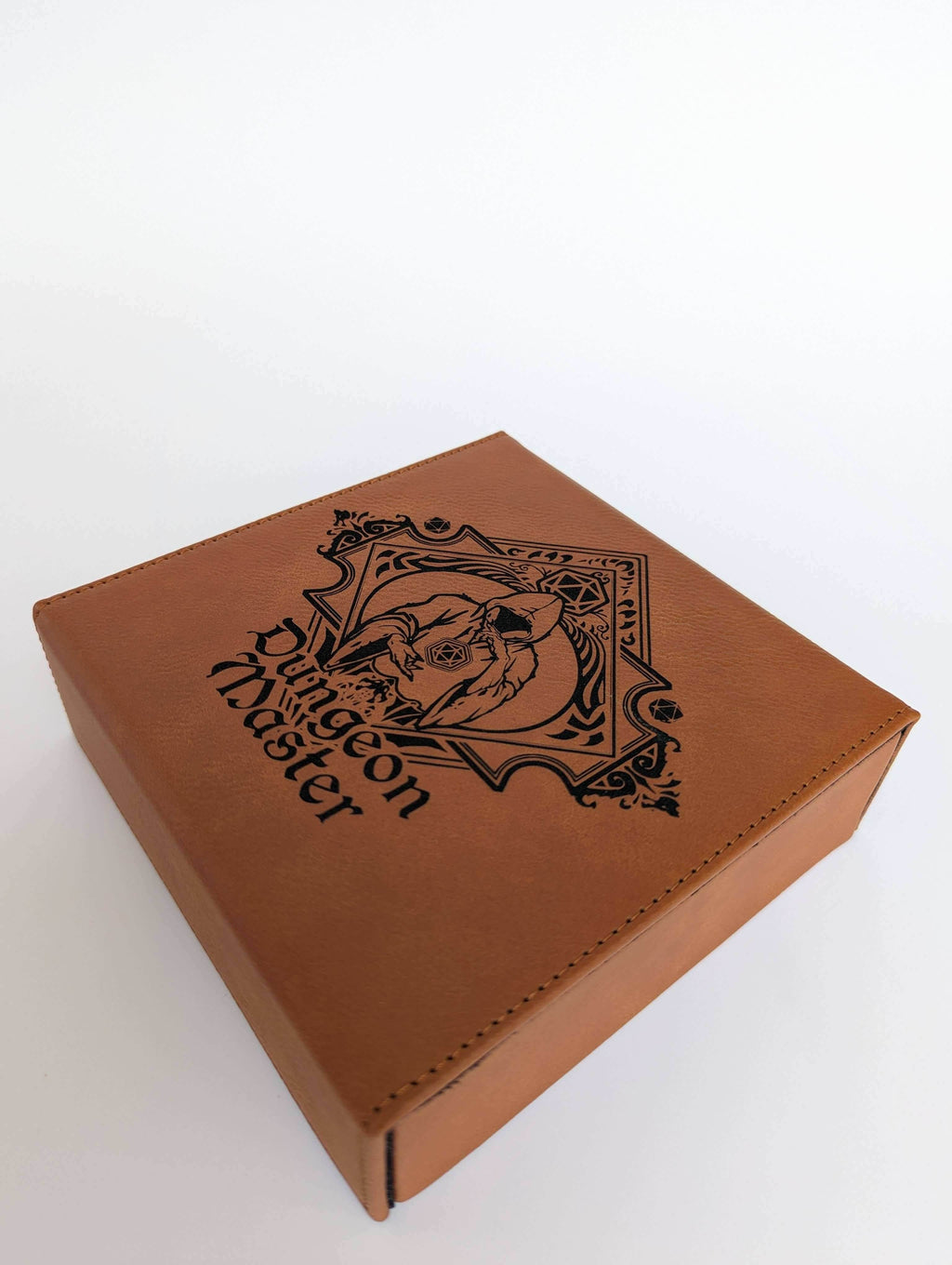The Fate Twister - D&D - Vegan Leather Dice Box - Chestnut