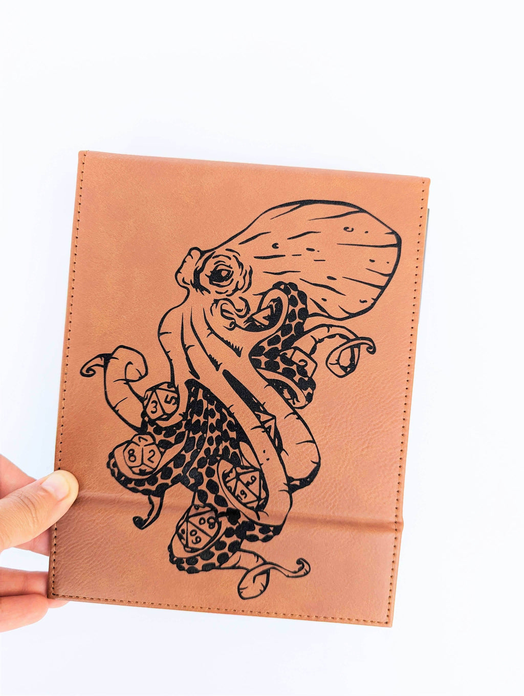 Kraken of Holding - D&D - Vegan Leather Dice Box - Chestnut
