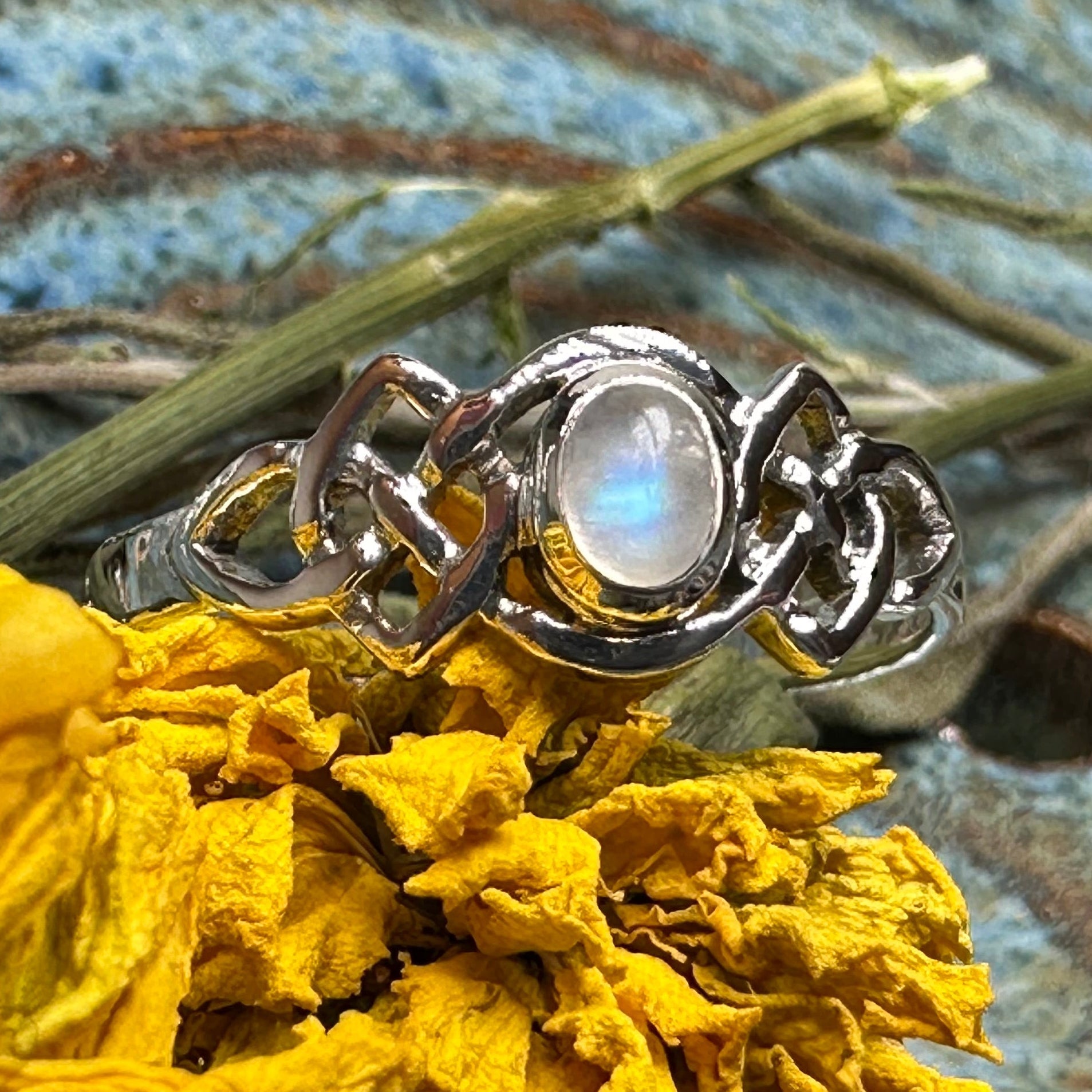 Celeste Celtic Knot Moonstone Ring