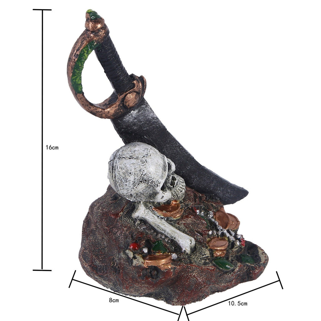 Zombie skull reptile toy hiding room fish tank decoration