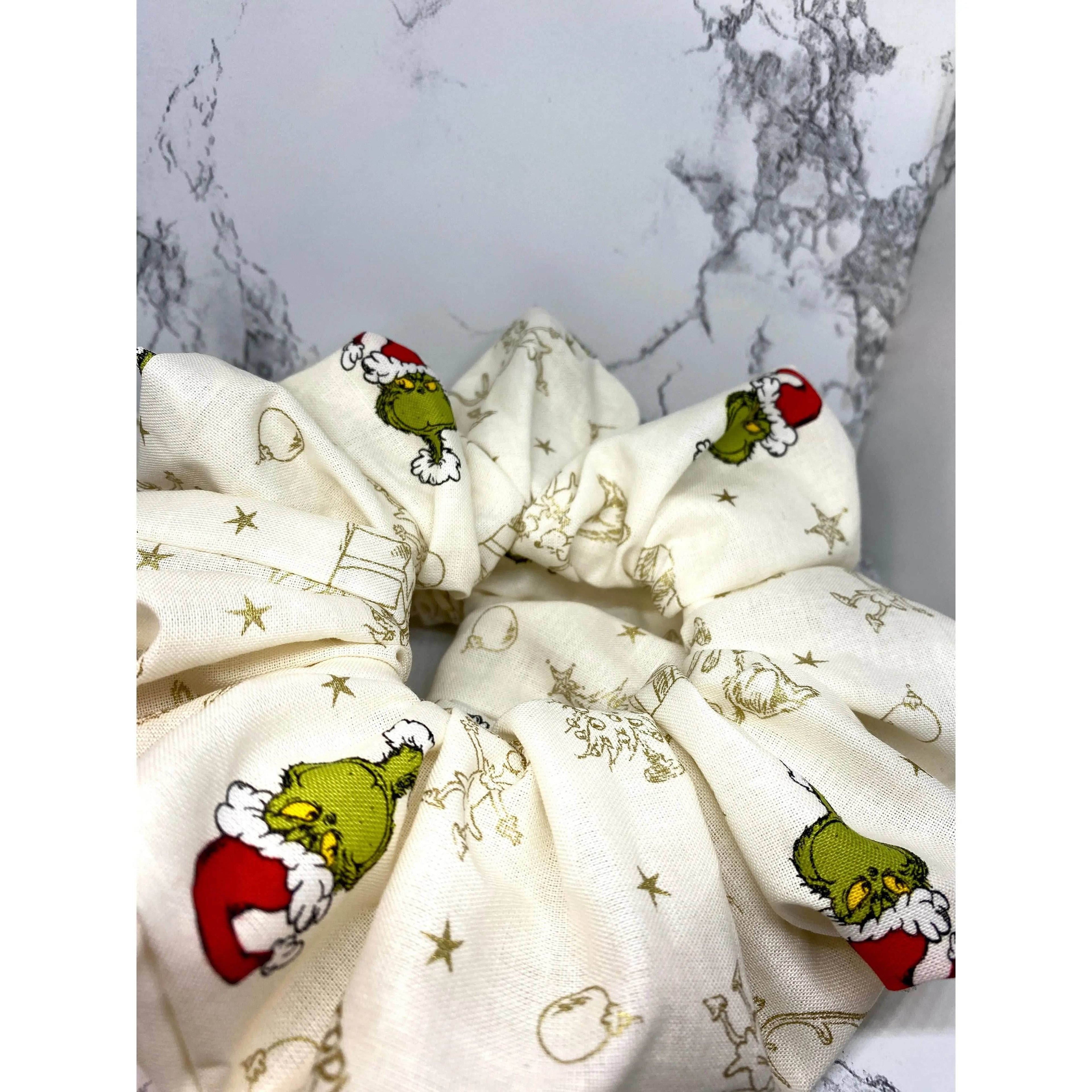 Gold Grinch Christmas Scrunchie - 