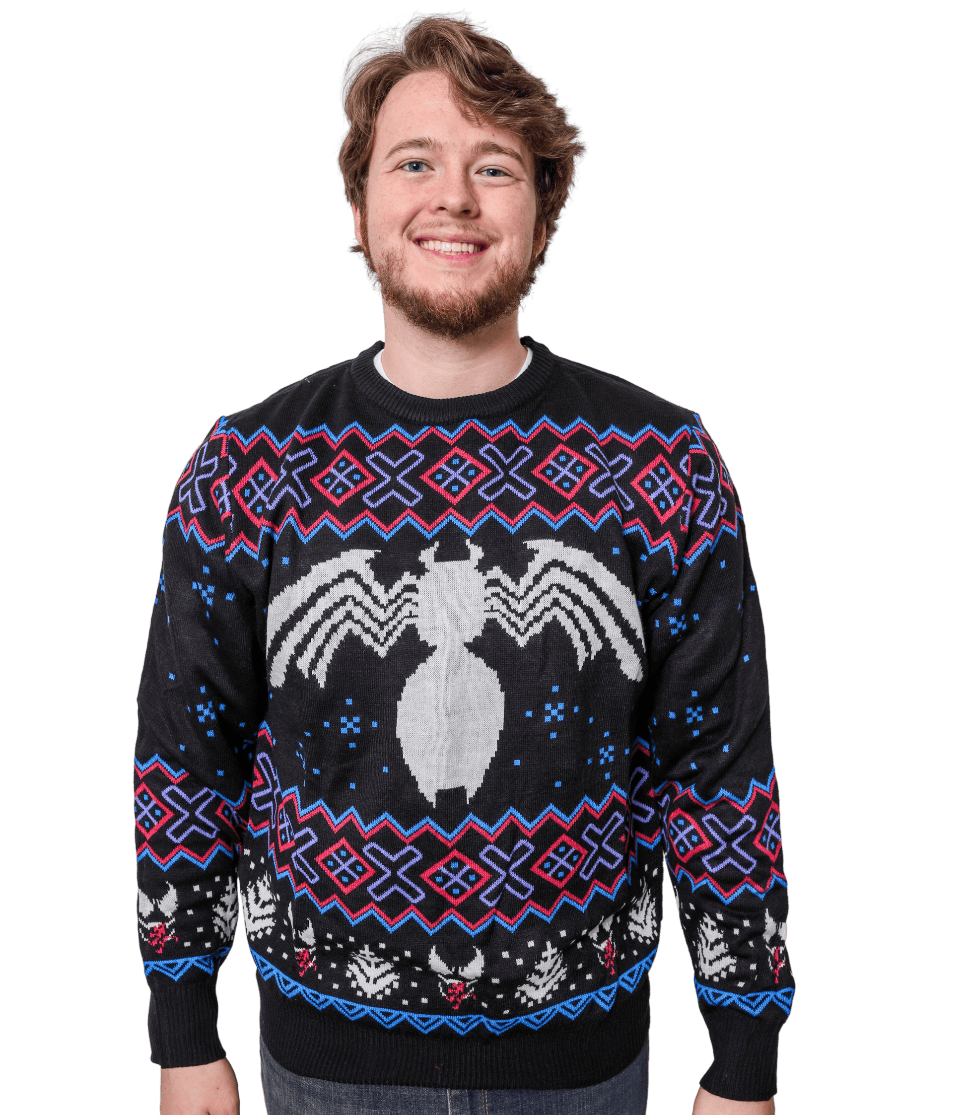 Marvel Venom Symbol Offcially Licesned Adult Holiday Ugly Christmas Sweater - S